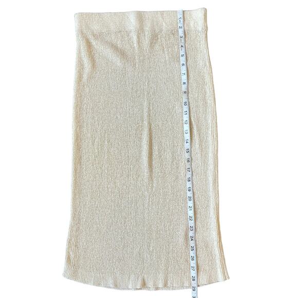 CALVIN KLEIN Plain Rib-Knit Midi Pencil Skirt Creamy Beige Women's Size Small - Picture 9 of 11